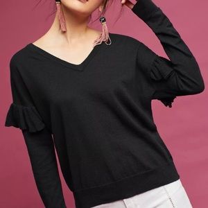 Anthropologie Ruffle Sleeve Sweater